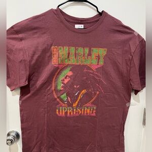 Zion Rootswear Bob Marley Graphic T-Shirt in Burgundy